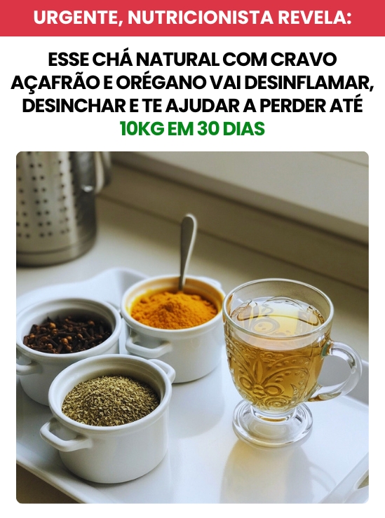Chá natural com cravo, açafrão e orégano